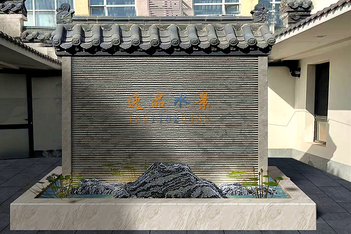 中式庭院水幕墻景觀|花園流水景觀墻